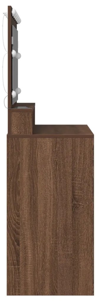 LED-es Sminktükör Barna Tölgy 100x41x135 cm