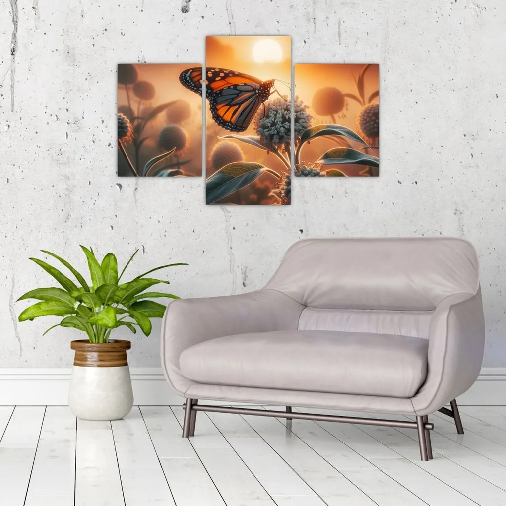 Kép – Pillangó a lenyugvó napban (90x60 cm)