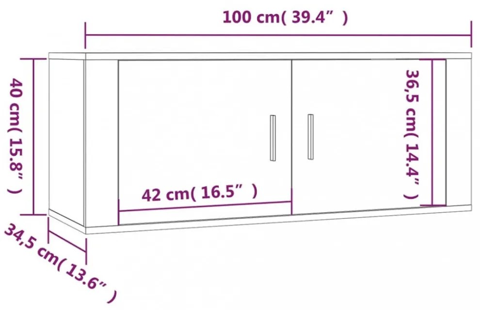 2 db sonoma tölgy színű fali TV-szekrény 100 x 34,5 x 40 cm