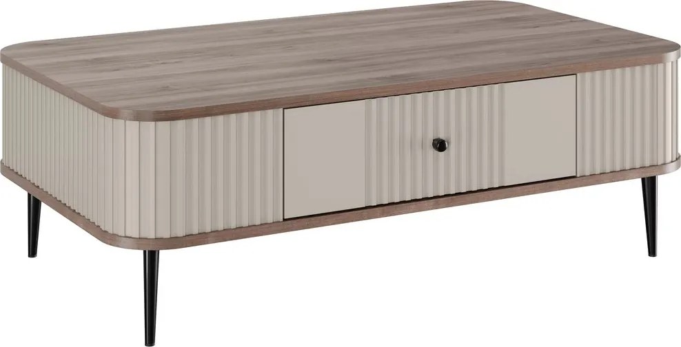 Vesper dohányzóasztal fiókkal 103x60 cm - kasmír / dió / fekete lábak