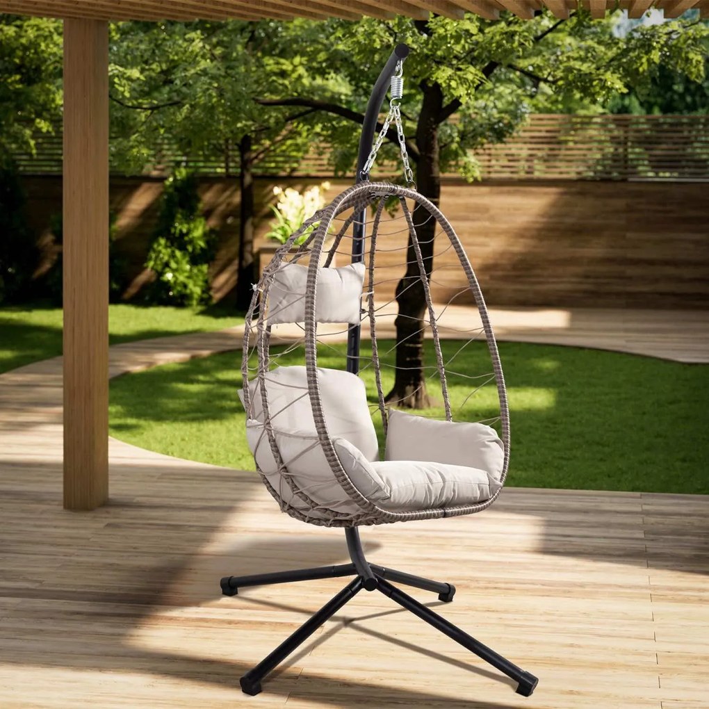 Juskys Aria rattan függőfotel - bézs