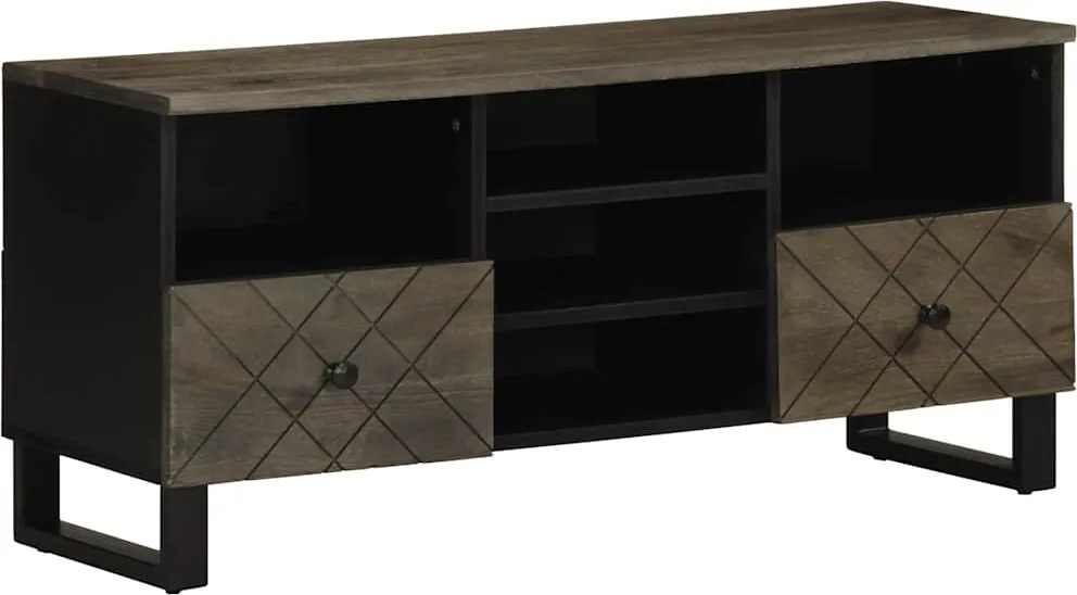 vidaXL fekete tömör mangófa TV-szekrény 100 x 33 x 46 cm