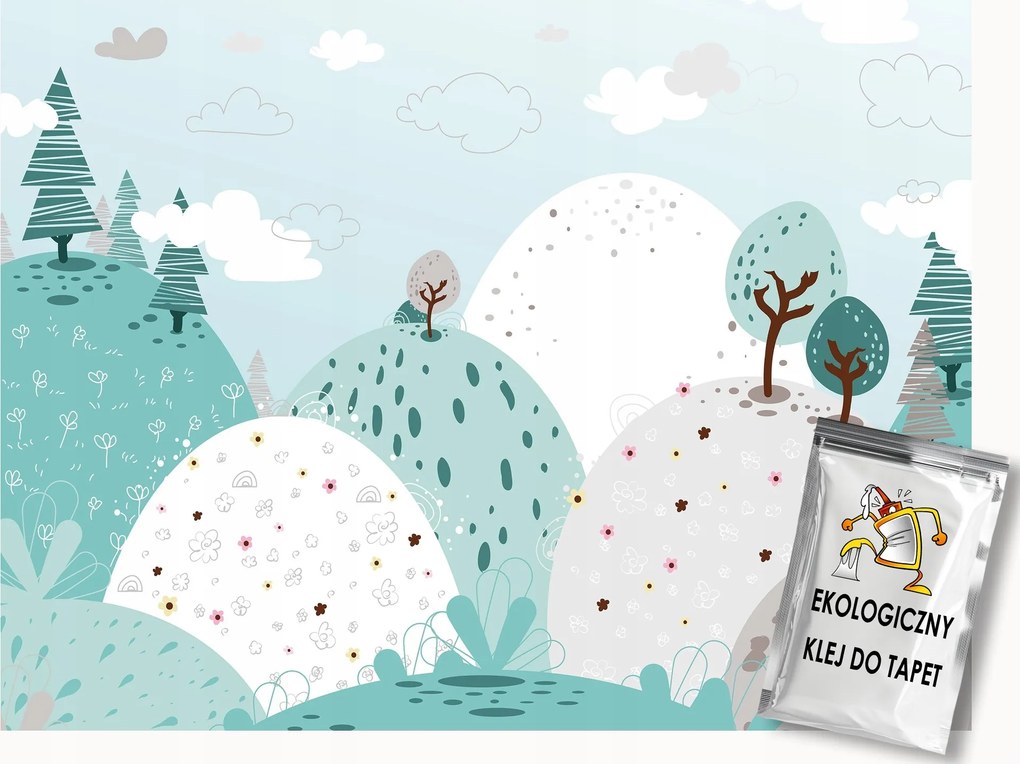 Fotótapéta Flizelina Tájkép Dombok Pasztell Gyerekszoba 200x140 ragasztó