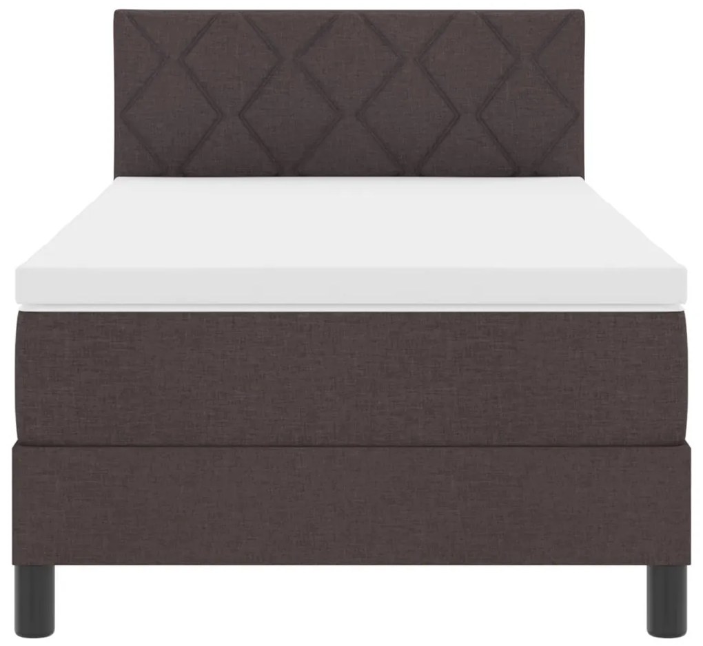 Box Spring Ágy Matrac & LED Sötétbarna 90x200 cm Szövet