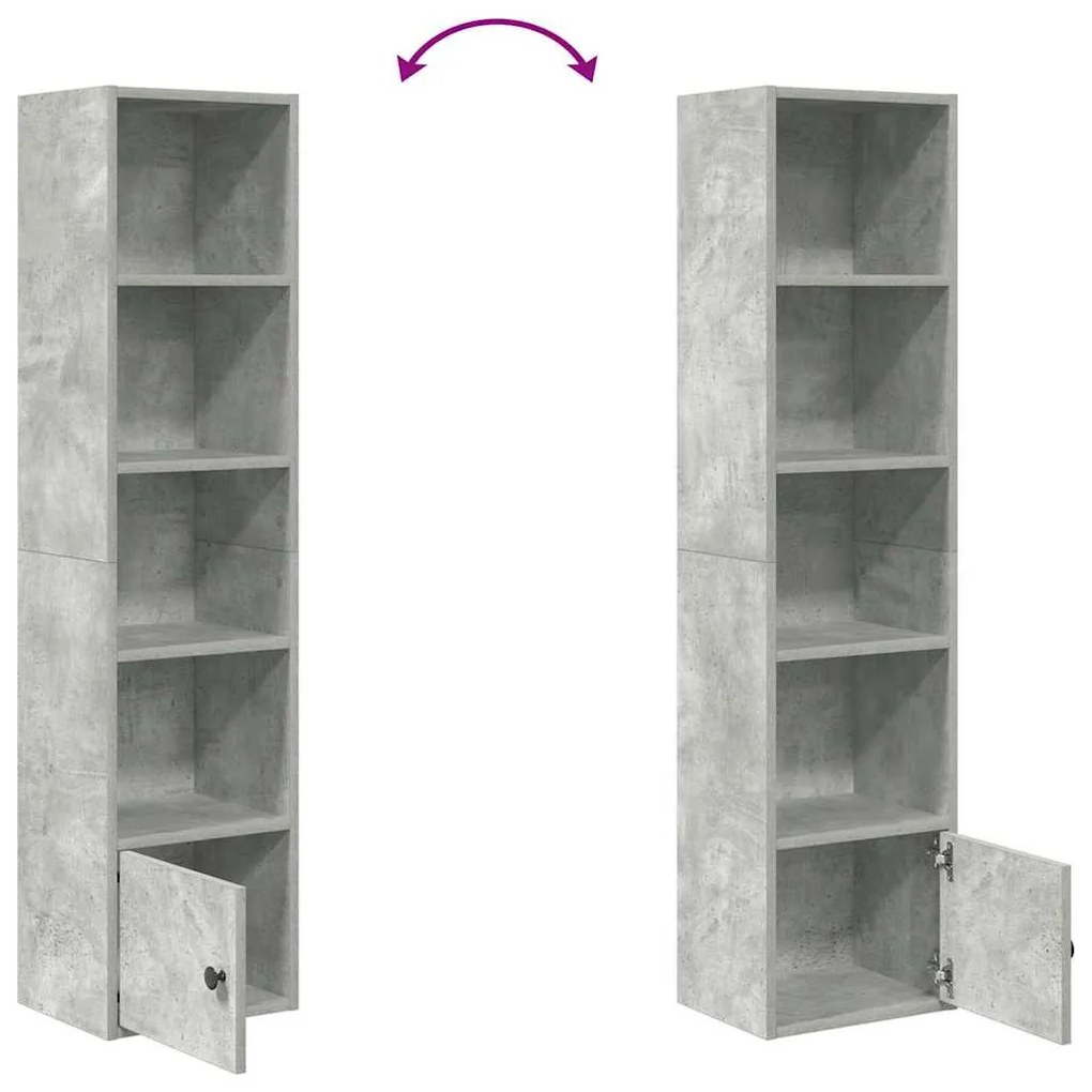 betonszürke szerelt fa könyvespolc 31x24x127 cm