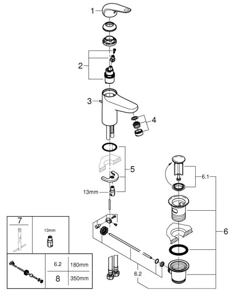 GROHE 24328001 - SWIFT mosdócsaptelep, 179 mm, fényes króm
