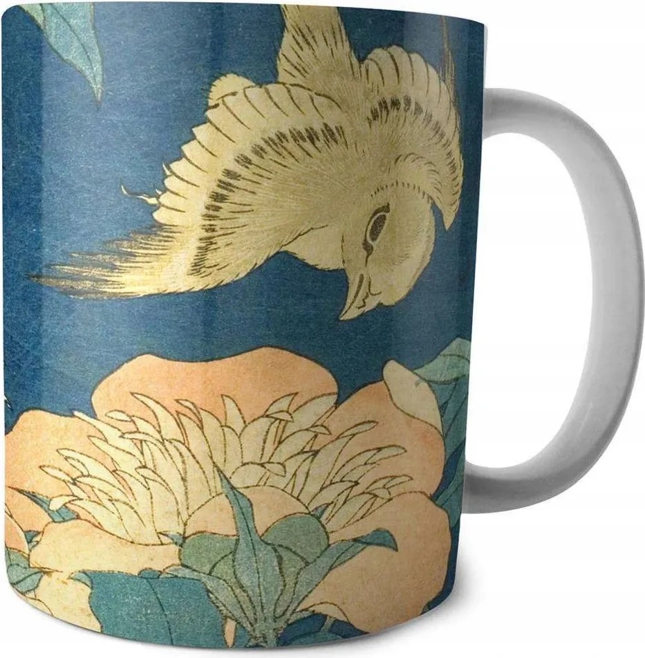 Kanári és bazsarózsa bögre Katsushika Hokusai