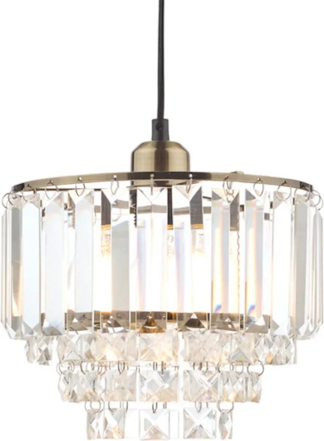 LAURA ASHLEY 3727733-Q VIENNA Kristály Függesztett Lámpa Antik Sárgaréz, Fehér E27 IP20