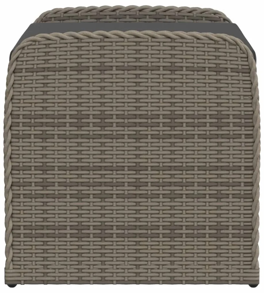 Szürke polyrattan tárolópad párnával 80 x 51 x 52 cm