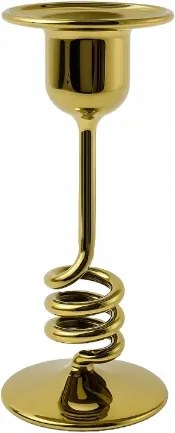Üveg gyertyatartó spirál arany