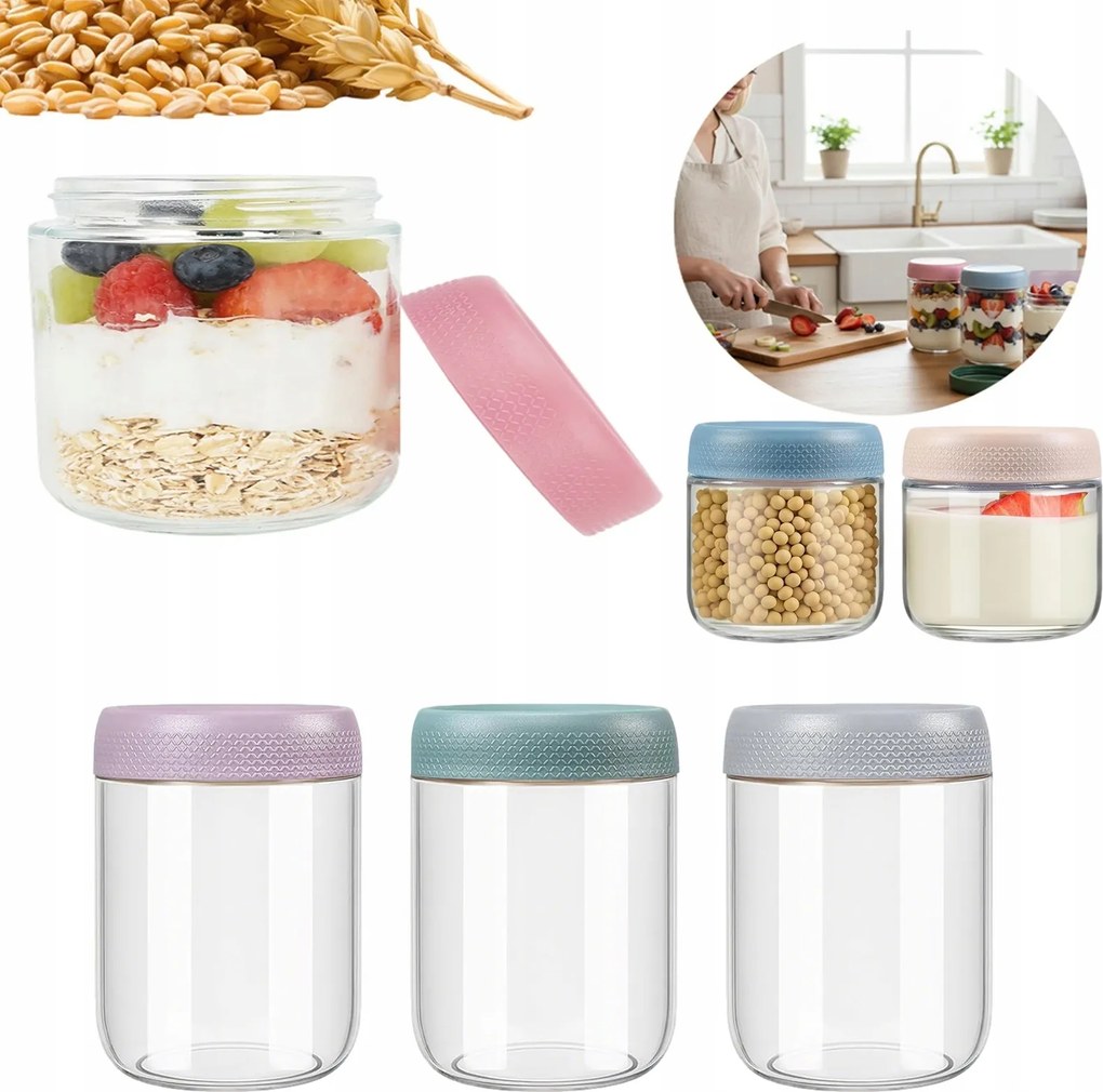 Uzsonnás tégelyek joghurthoz és zabkásához Hermetikus – 6 db