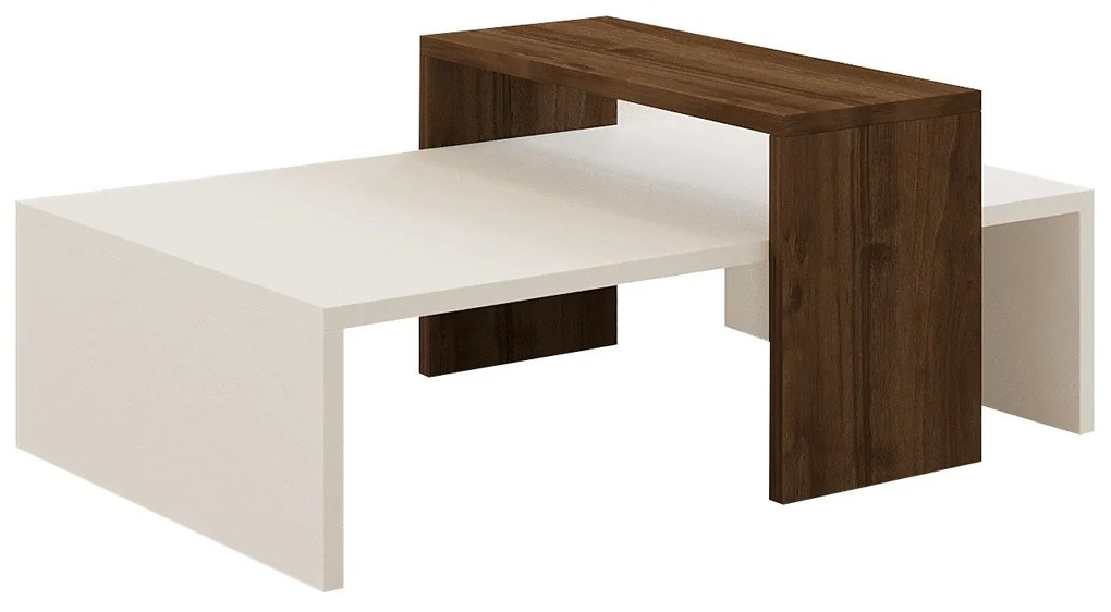 Dohányzóasztal Glow - White, Walnut