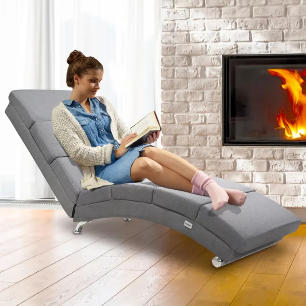 LONDON napozó fotel, 186×55×89cm, szürke Casaria