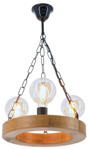 Csillár láncon IOS 3xE27/60W/230V átm. 30 cm bükkfa