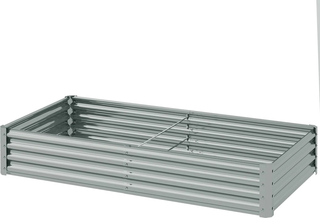 Outsunny Acél Emelt Ágyás, Időjárásálló Növénytartó Anti-Cut Élű Üvegházi Kert Ágyás Rozsdamentes Növénytartó doboz 180 x 90 x 30 cm Kert Erkélyre, Zö