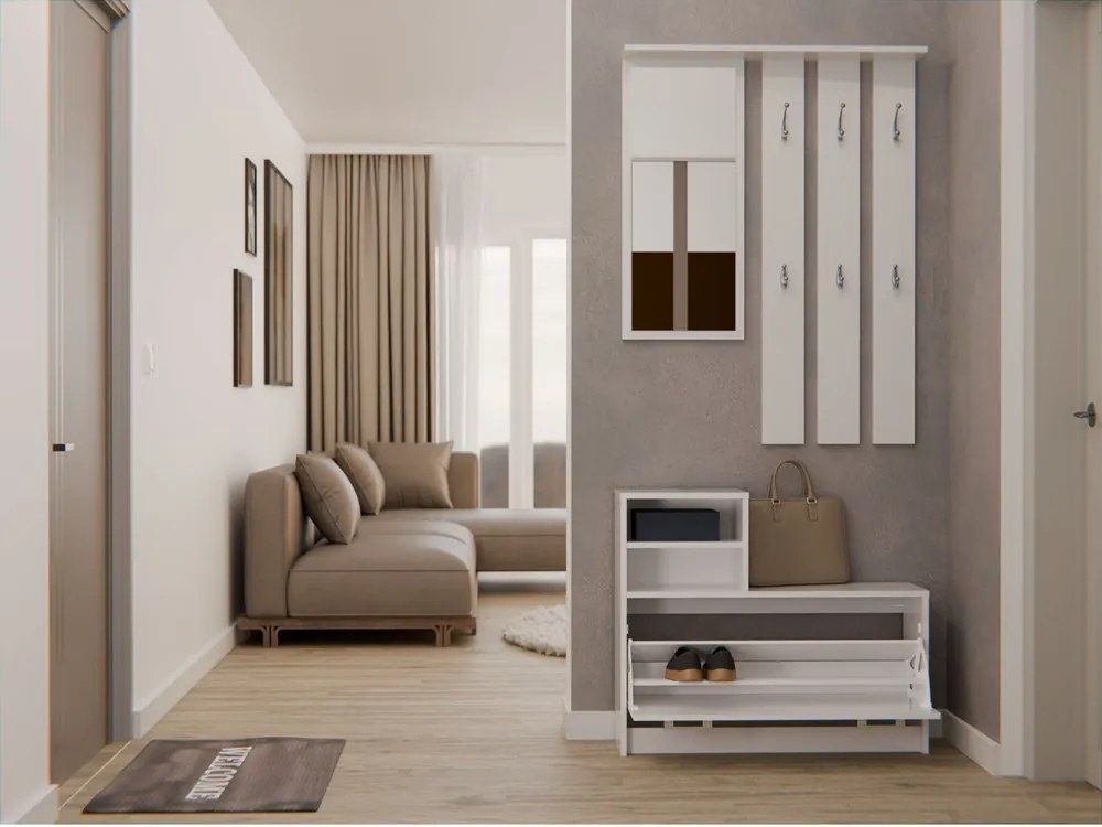 Drohmo GAR előszobafal, 85x180x24 cm, fehér