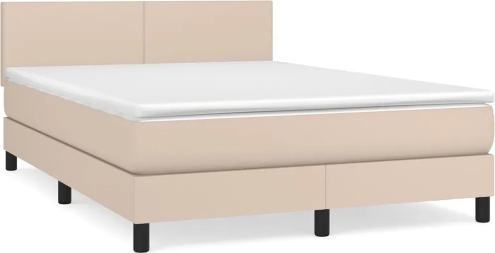 vidaXL cappuccino színű műbőr rugós ágy matraccal 140 x 190 cm