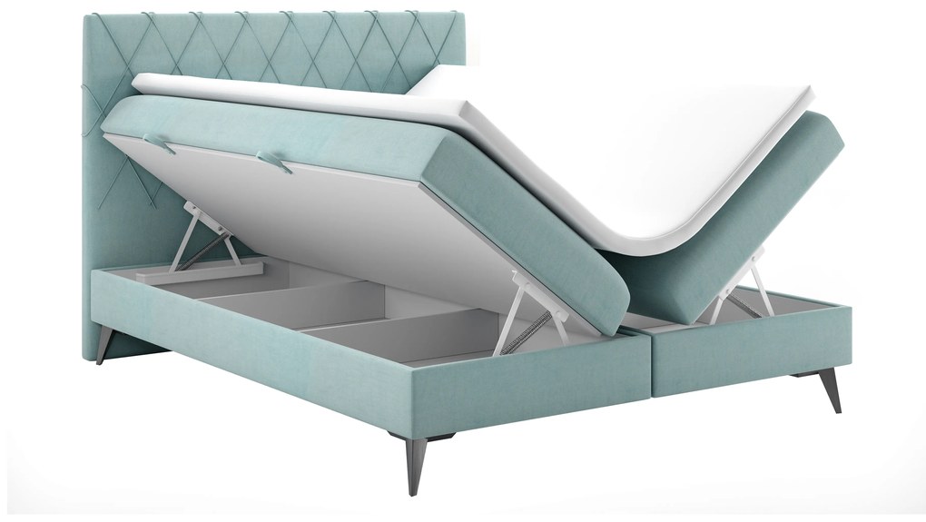 Franciaágy Boxspring 160 cm Miror (mentol) (tárolóhellyel). 1020318
