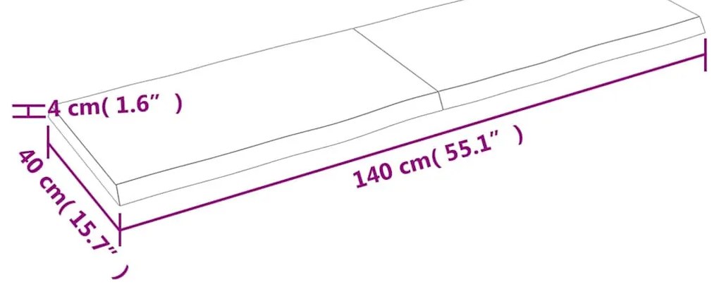 sötétbarna kezelt tömör asztallap 140x40x(2-4) cm