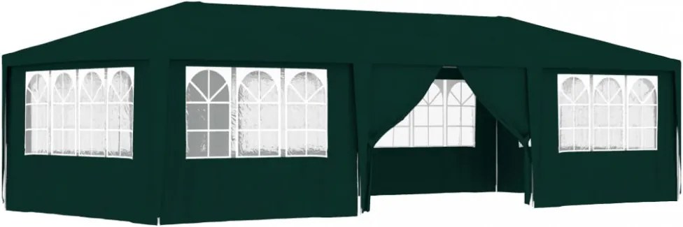 zöld rendezvénysátor oldalfalakkal 4 x 9 m 90 g/m²
