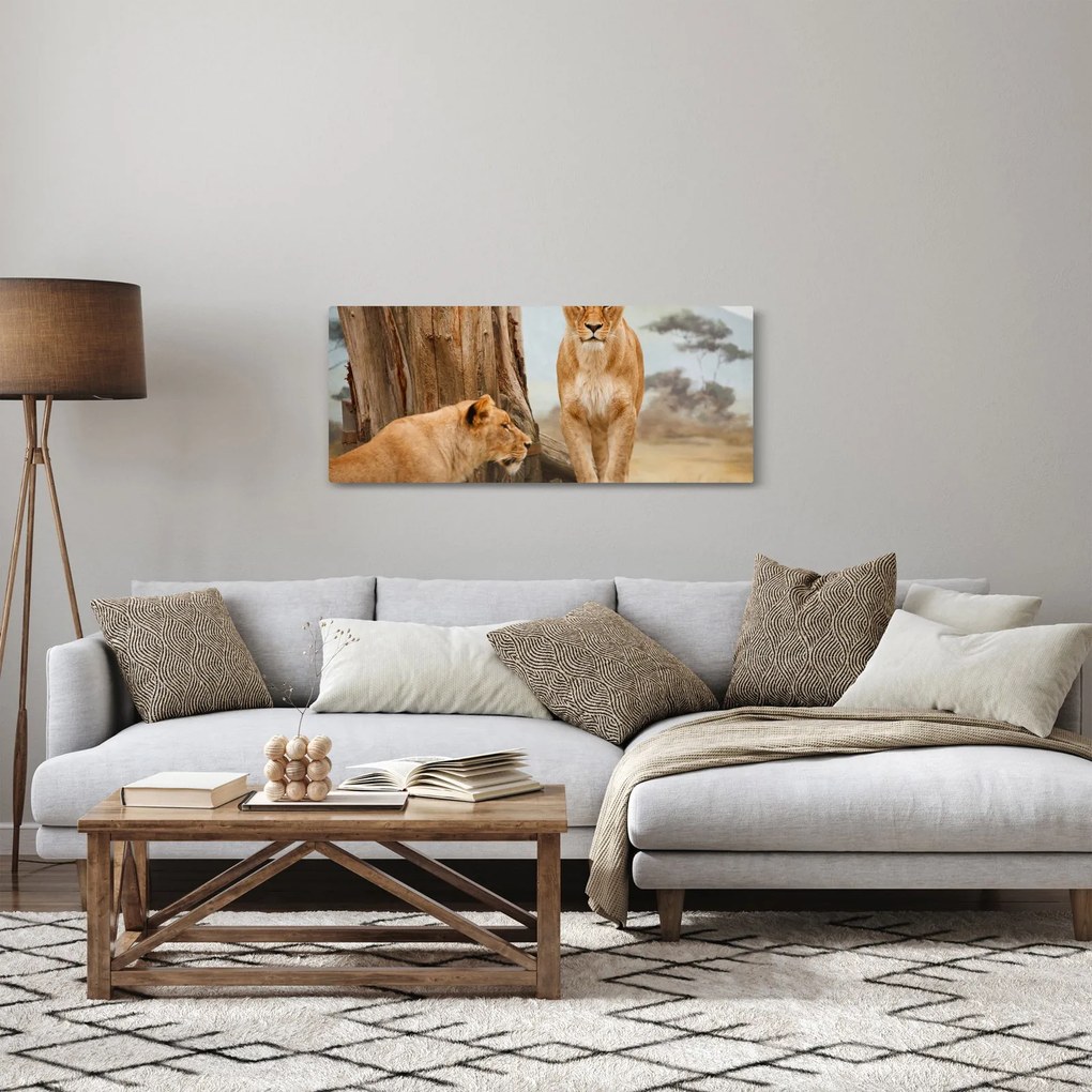 Kép - két oroszlán (120x50 cm)