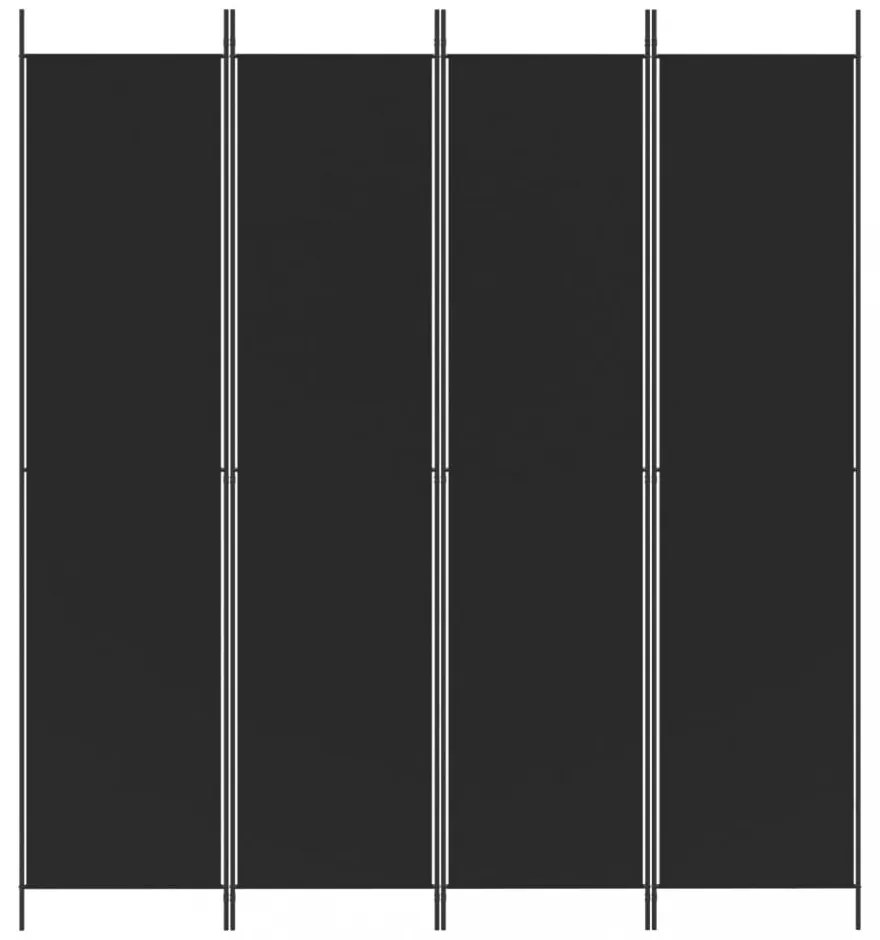 4 paneles fekete szövet térelválasztó 200x220 cm