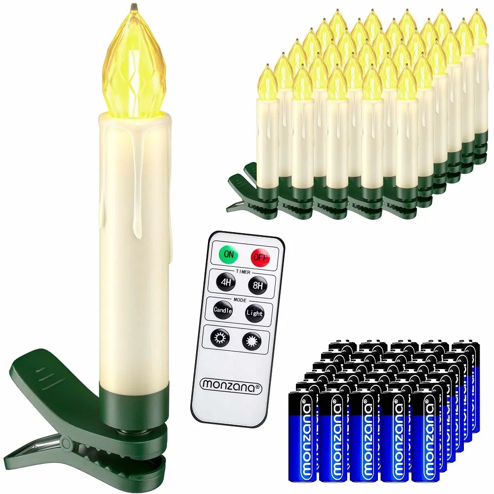 Monzana CANDLE gyertyák karácsonyfára, 20db, 10,5cm, meleg fehér