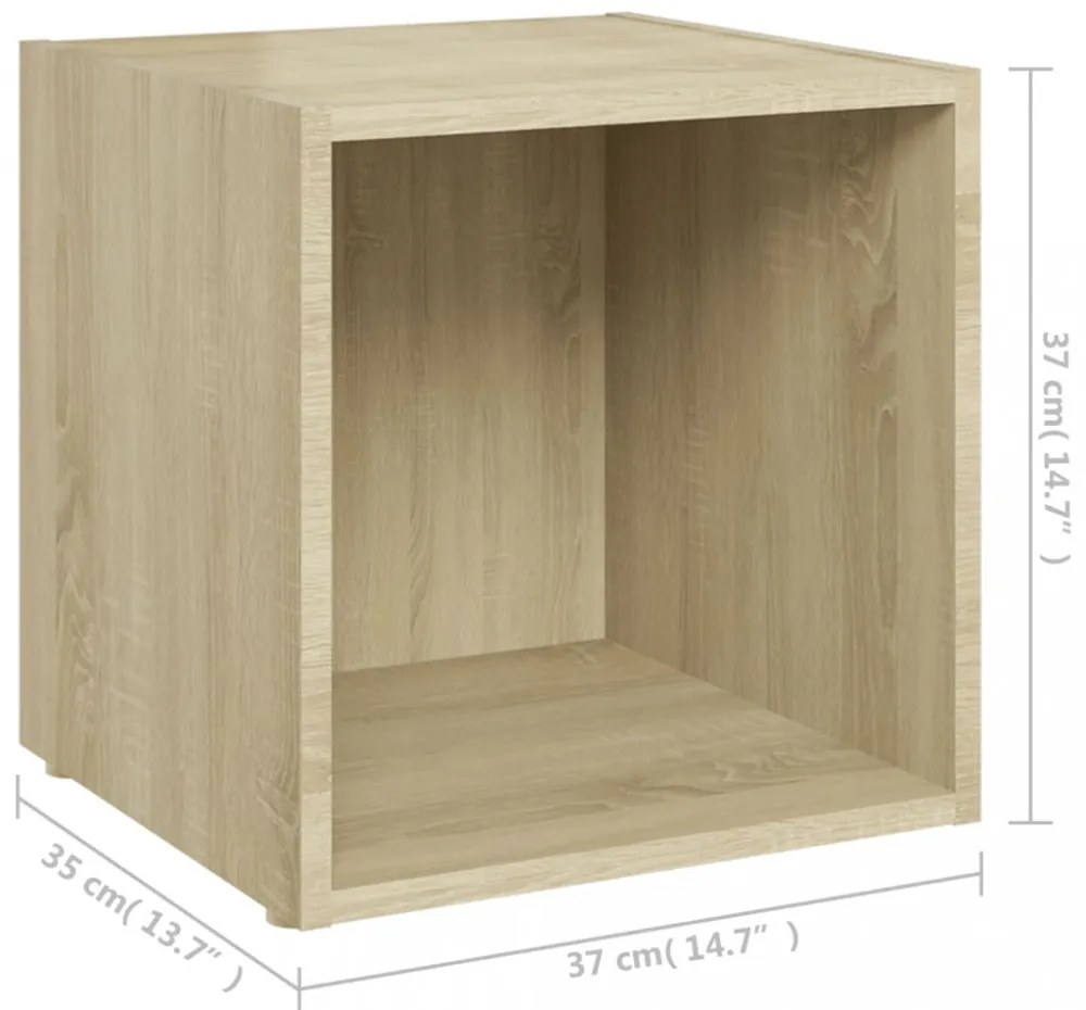 4 db sonoma tölgy színű szerelt fa TV-szekrény 37 x 35 x 37 cm