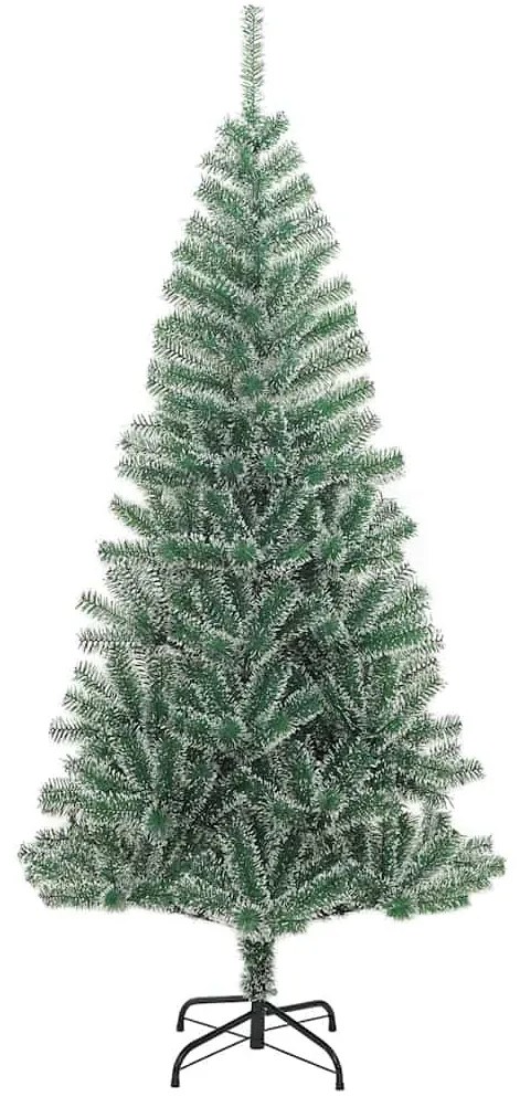 műkarácsonyfa 130 LED-del, gömbszettel és hópehellyel 210 cm