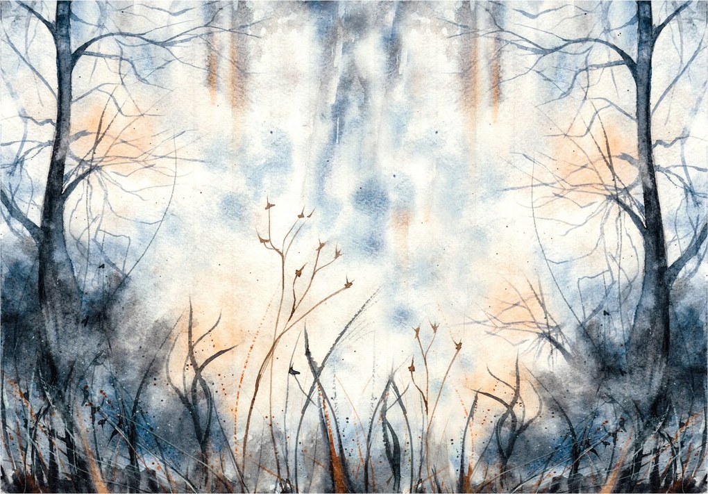 Fotótapéta Akvarell Erdő Nyugalom és Csend Pasztell színek 416x290 +ragasztó