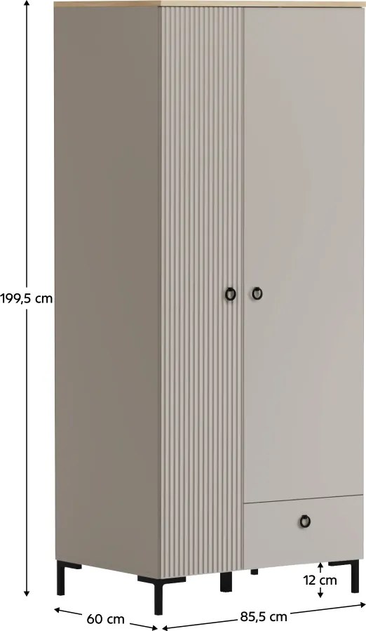 Szekrény, szürkésbarna Taupe/silverjack tölgy, DOMCA 2D1S