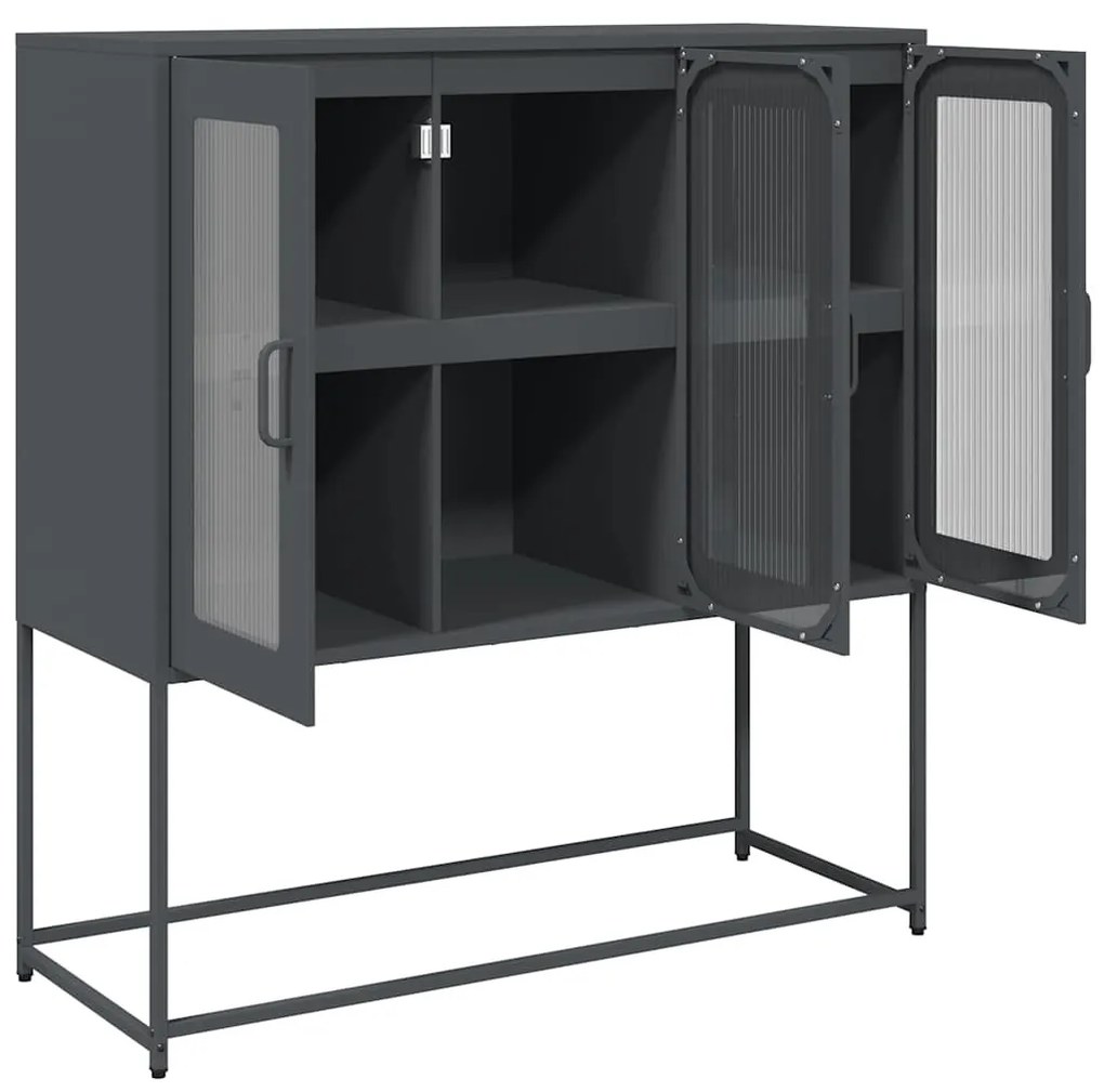 antracit hidegen hengerelt acél tálalószekrény 100,5x39x107 cm