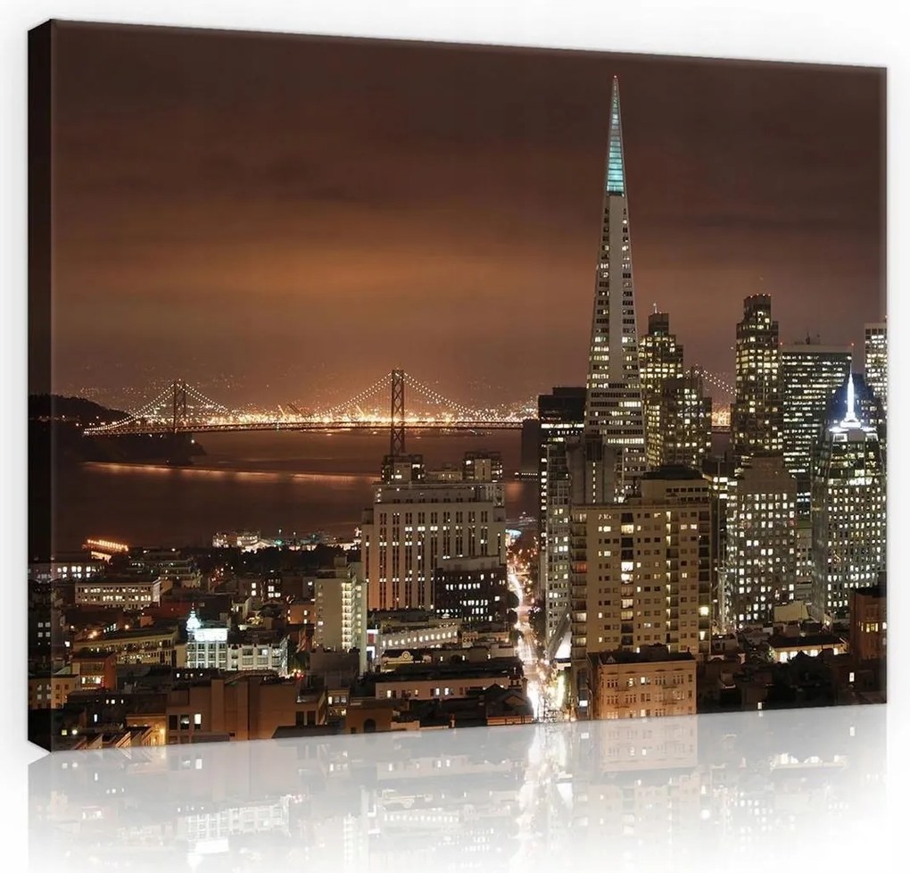 Vászonkép város éjszaka képek falra épületek 100x75