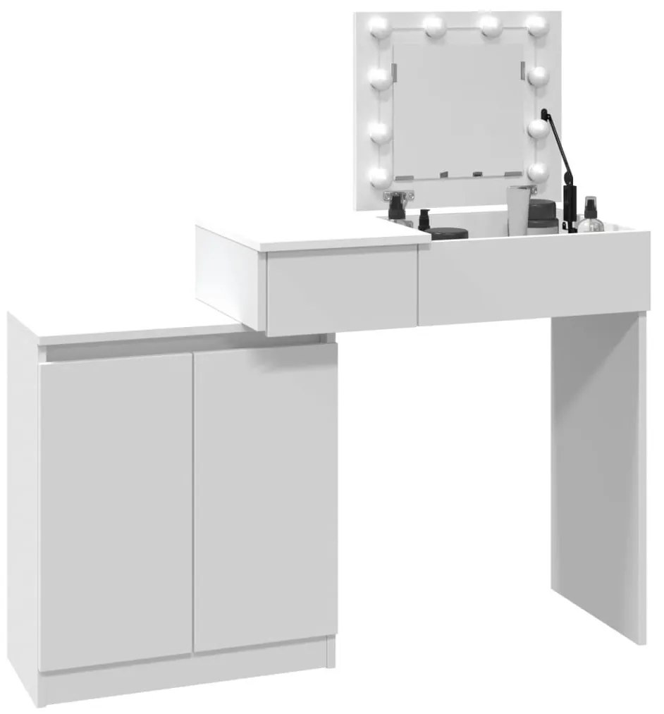 fehér LED-es fésülködőasztal 115 x 37 x 110,5 cm