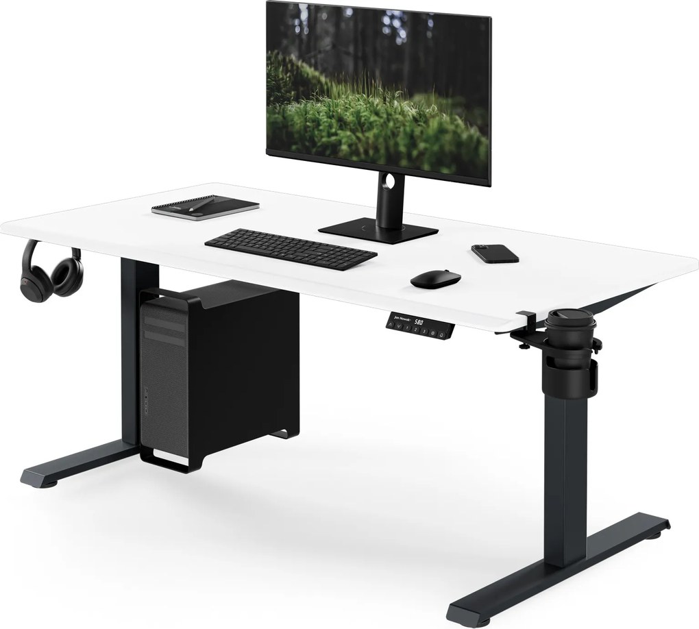 Elektromos íróasztal magasságállítással ergonomikus antracit-fehér, 1400x700 mm: ARIA
