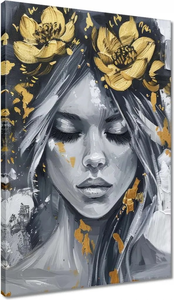 Vászonkép 40x60 Nő Absztrakt Arany Virág
