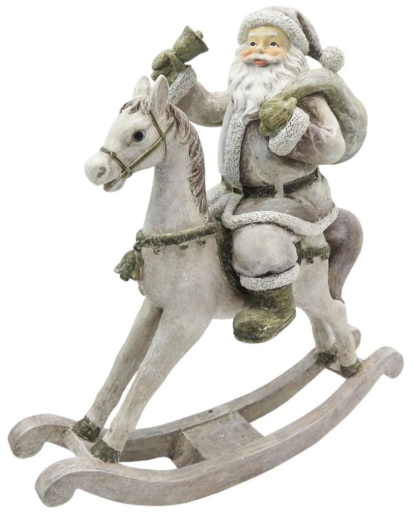 Télapó hintalovon karácsonyi nosztalgikus dekoráció figura