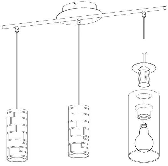 Eglo 92563 - Csillár zsinóron BAYMAN 3xE27/60W/230V