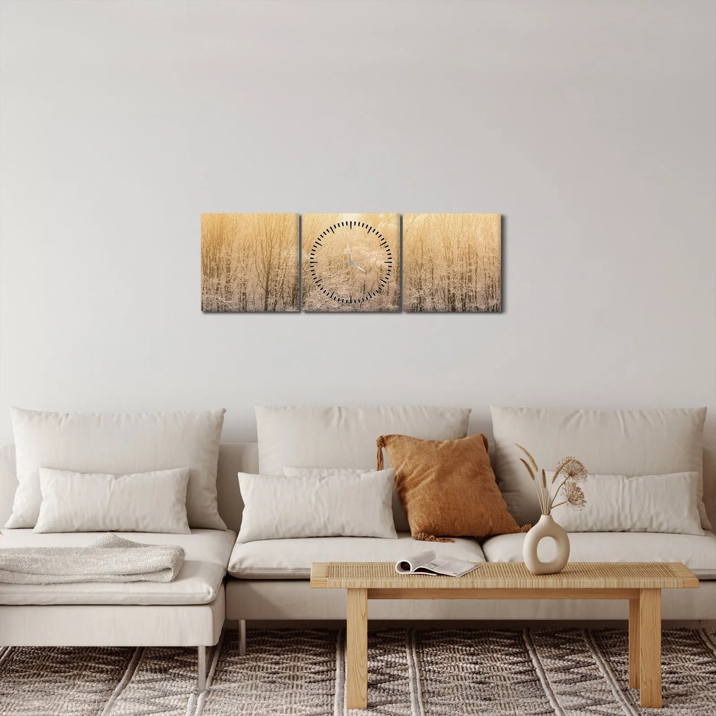 Fagyos erdő képe (órával) (90x30 cm)