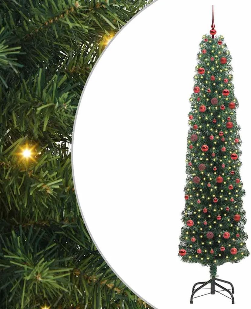 vidaXL Mű karácsonyfa 300 LED-del Zöld 210 cm PVC, acél és műanyag