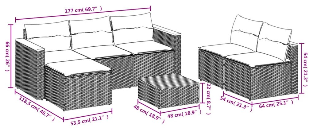 vidaXL 5 részes szürke polyrattan akácfa kerti ülőgarnitúra párnákkal