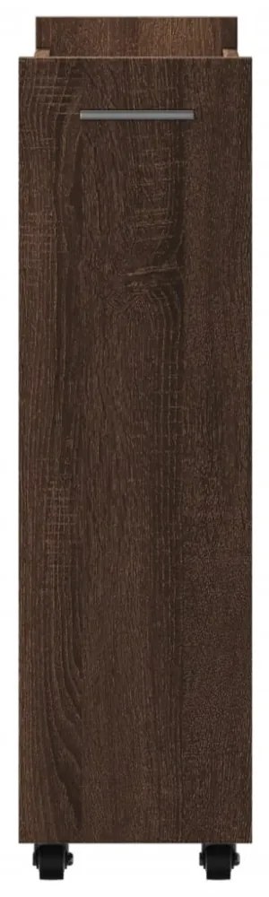 barna tölgy színű szerelt fa szekrény kerekekkel 60x22x79 cm
