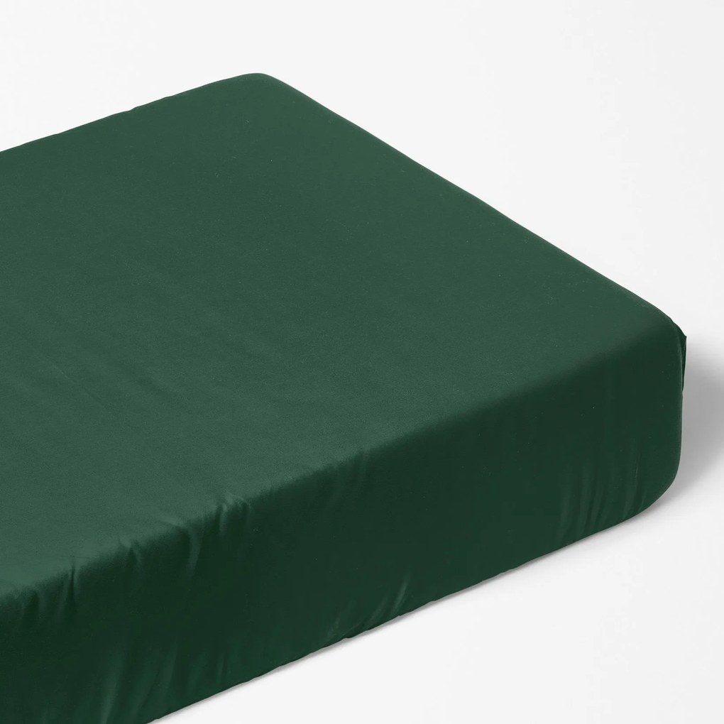 Goldea karácsonyi körgumis pamut lepedő - sötétzöld 90 x 200 cm