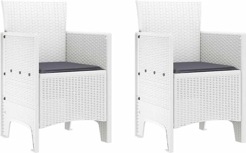 vidaXL Kerti Szék párnával 2 pcs Fehér 53 x 49 x 85 cm Polipropilén