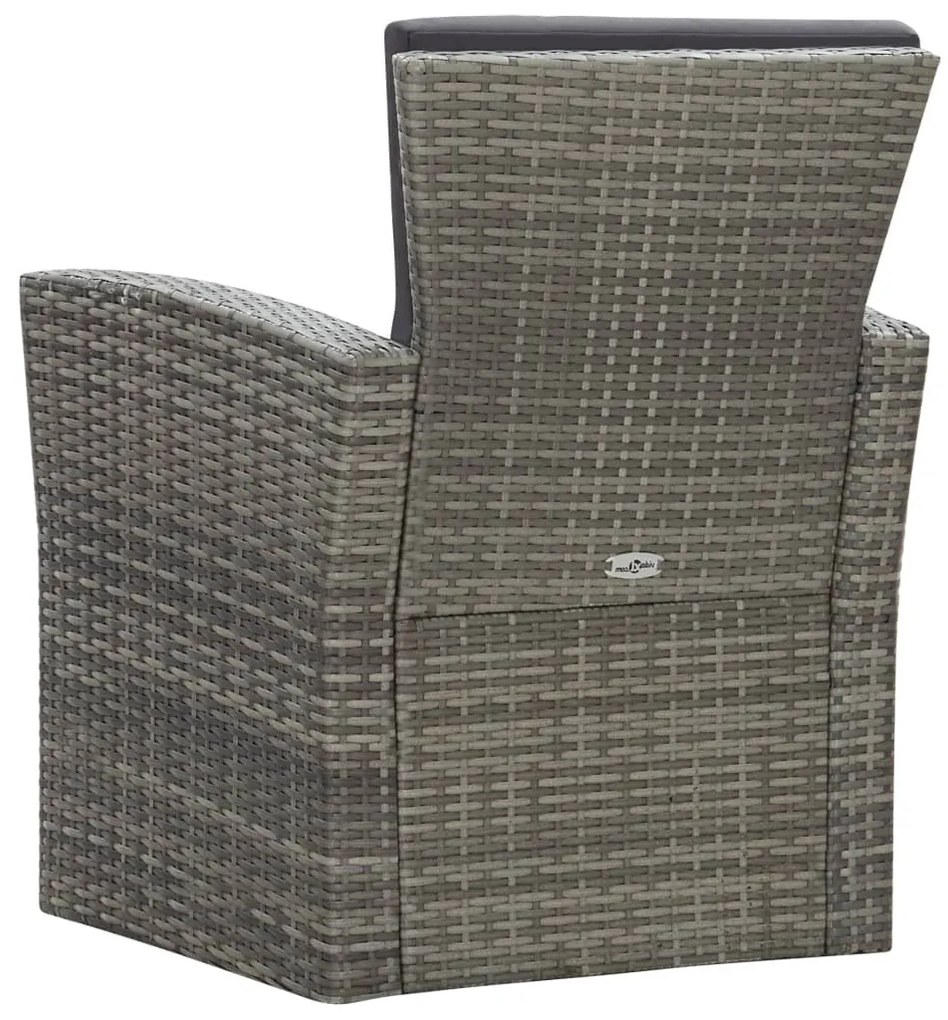 4-részes szürke polyrattan kerti bútorszett párnákkal