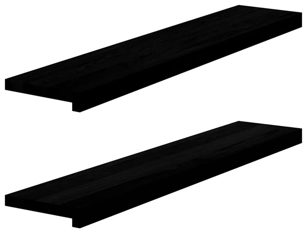 ablakpárkányok 2 db sötétbarna 100x20x2 cm tömör fa tölgyfa