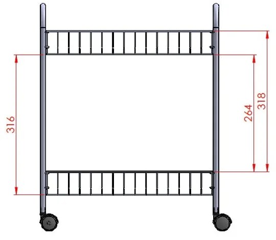 Greg gurulós kétszintes polc, hossz 41 cm - Metaltex