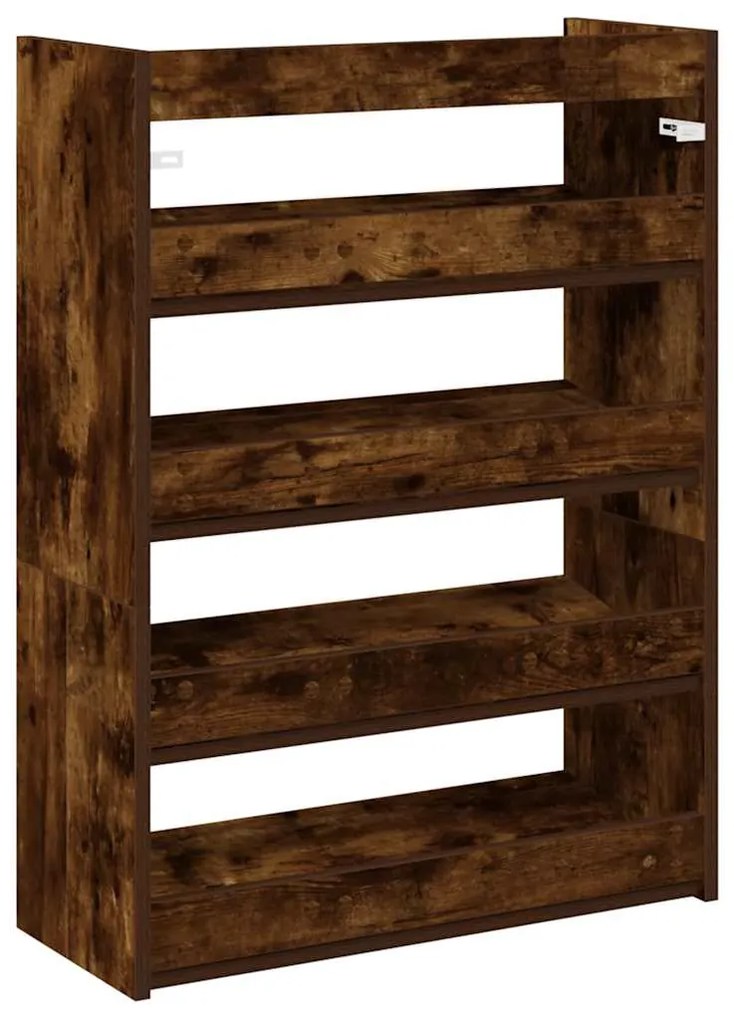 füstös tölgy színű szerelt fa cipőtartó 60x25x81 cm
