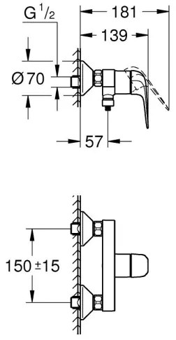 GROHE 24333001 - SWIFT DN 15 zuhanycsaptelep, fényes króm