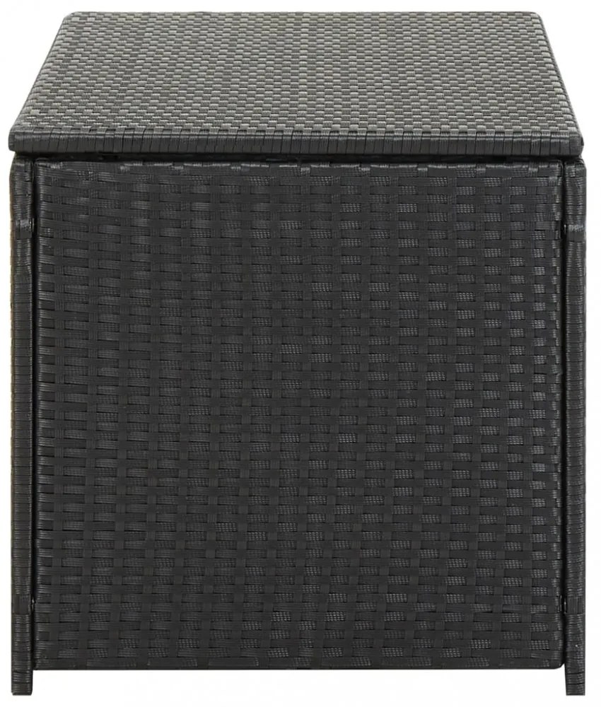 fekete polyrattan kerti tárolóláda 100 x 50 x 50 cm
